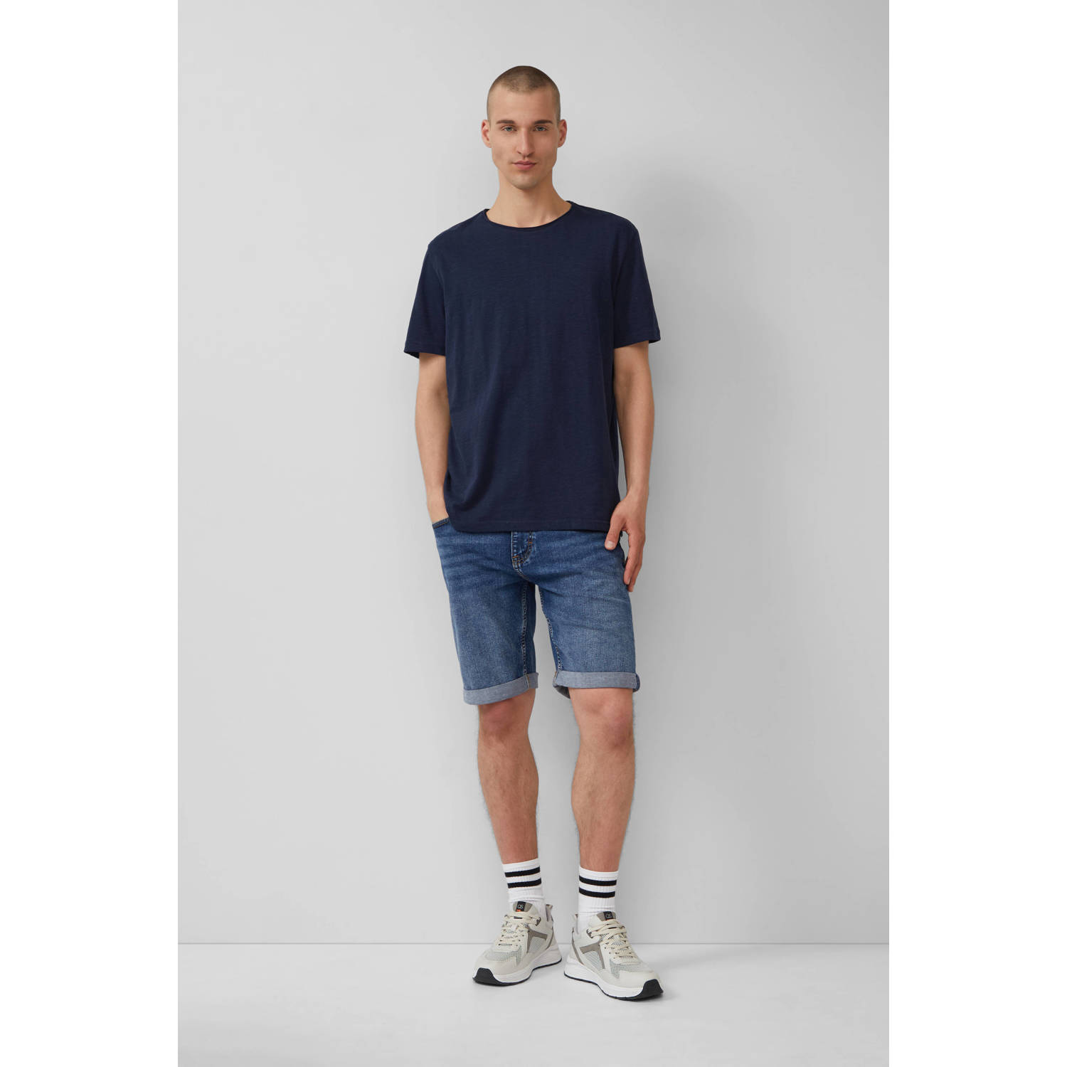 Q S by s.Oliver denim regular short donkerblauw