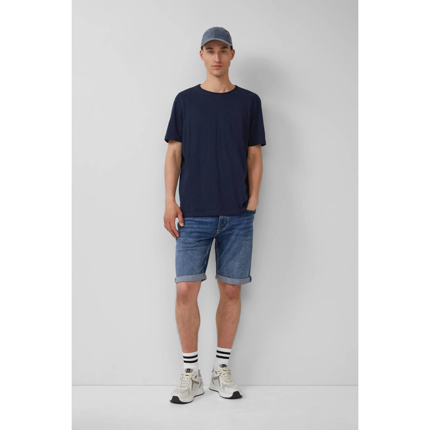 Q S by s.Oliver denim regular short donkerblauw