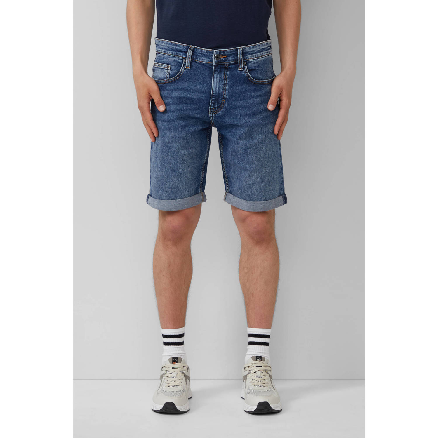 Q S by s.Oliver denim regular short donkerblauw