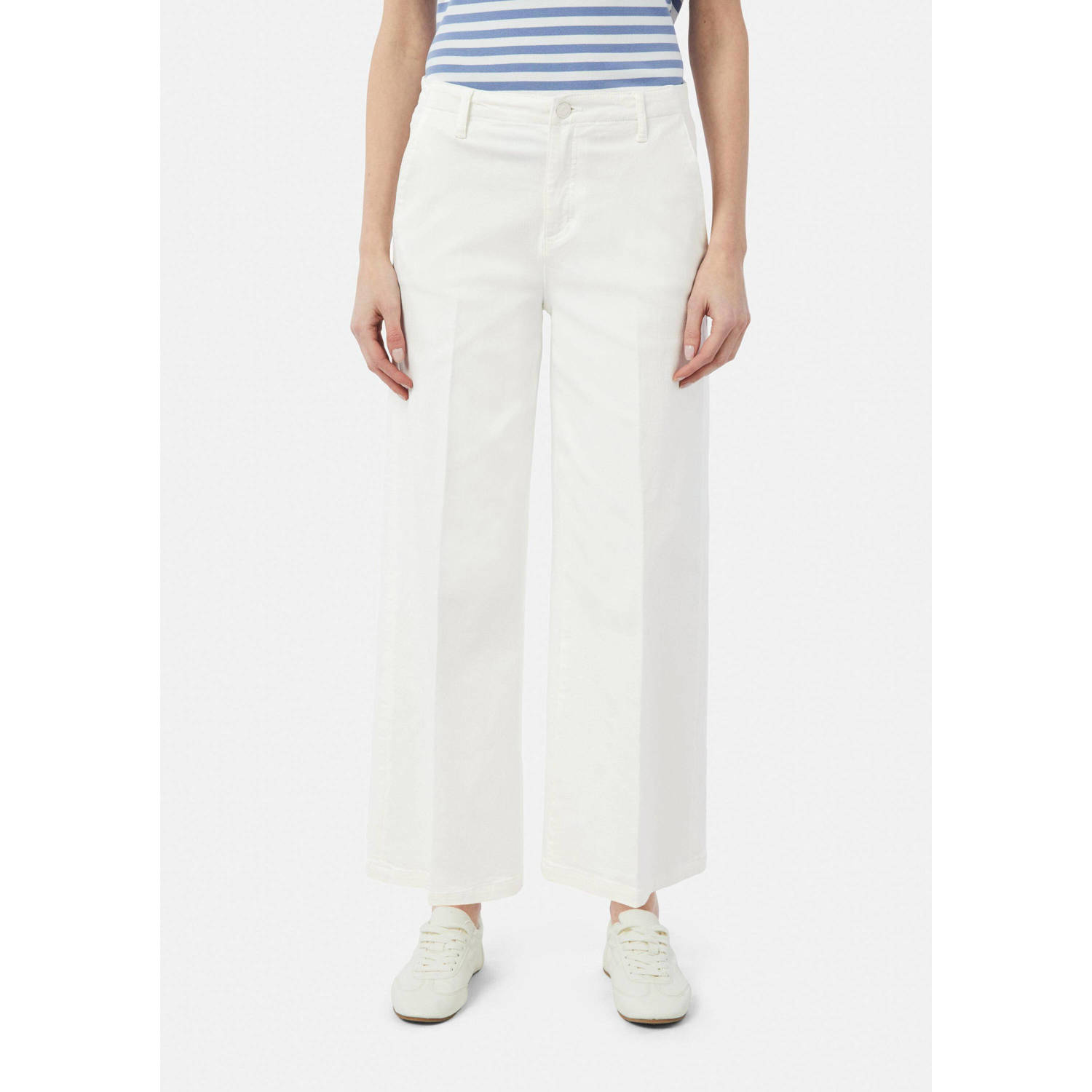 Comma casual identity wide leg high waist broek wit