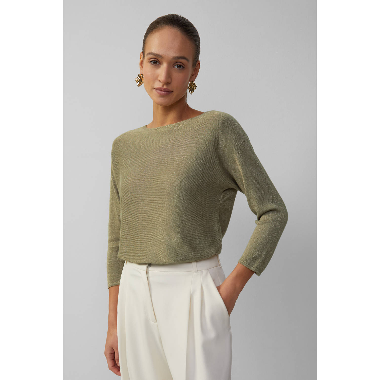 S.Oliver BLACK LABEL Regular fit fijngebreide pullover van viscosemix met vleermuismouwen