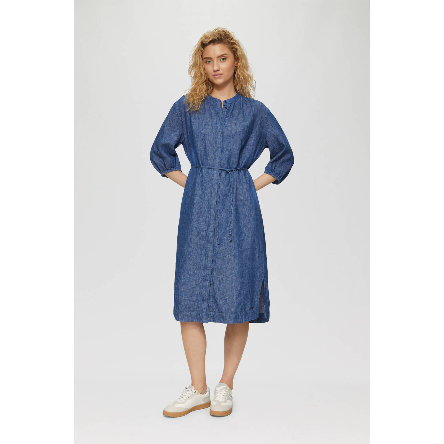 s.Oliver linnen blousejurk donkerblauw