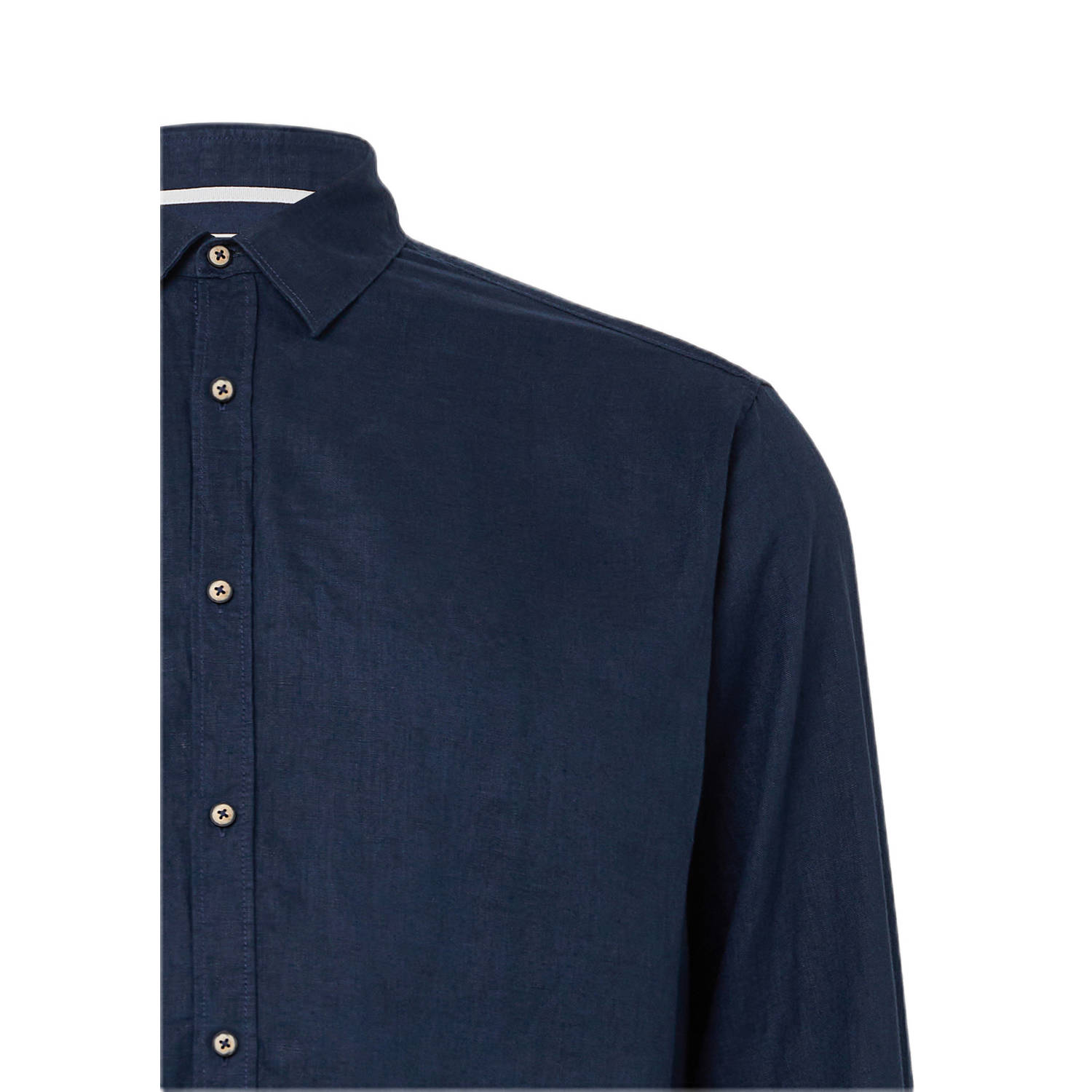 s.Oliver Big Size linnen casual overhemd donkerblauw