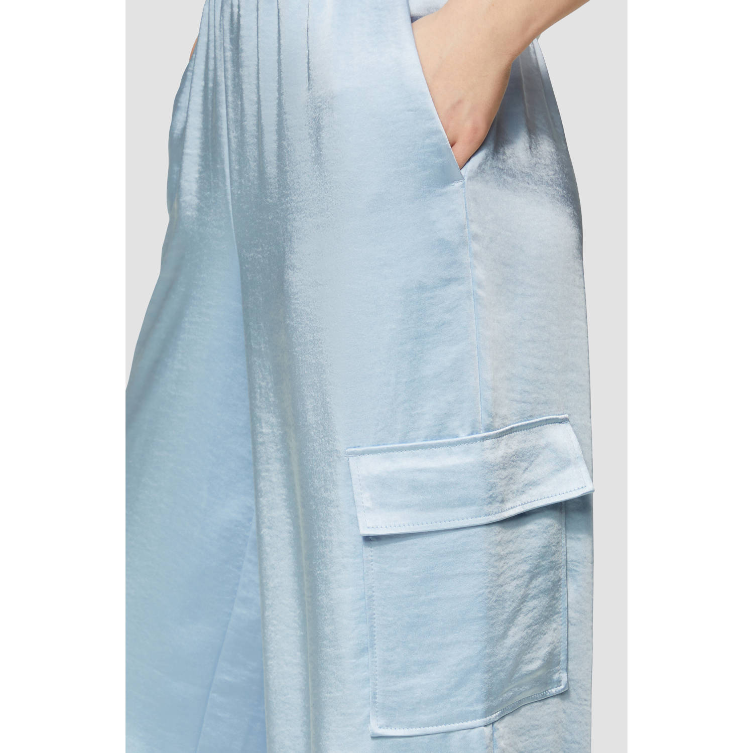 s.Oliver wide leg regular waist cargo broek lichtblauw