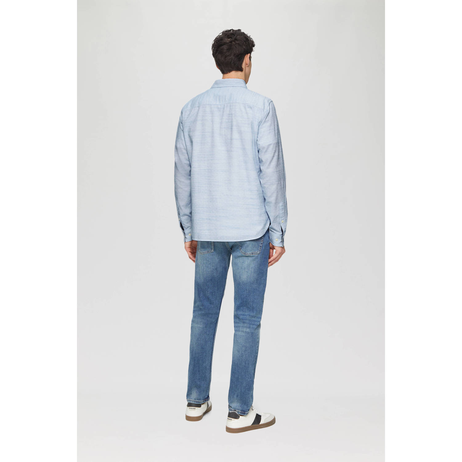 s.Oliver casual overhemd met textuur lichtblauw