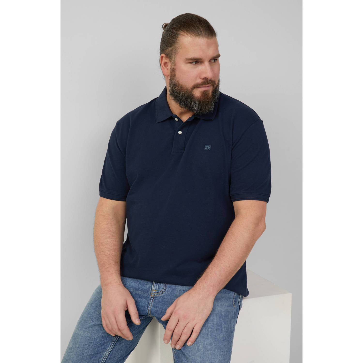 S.Oliver Big Size regular polo donkerblauw