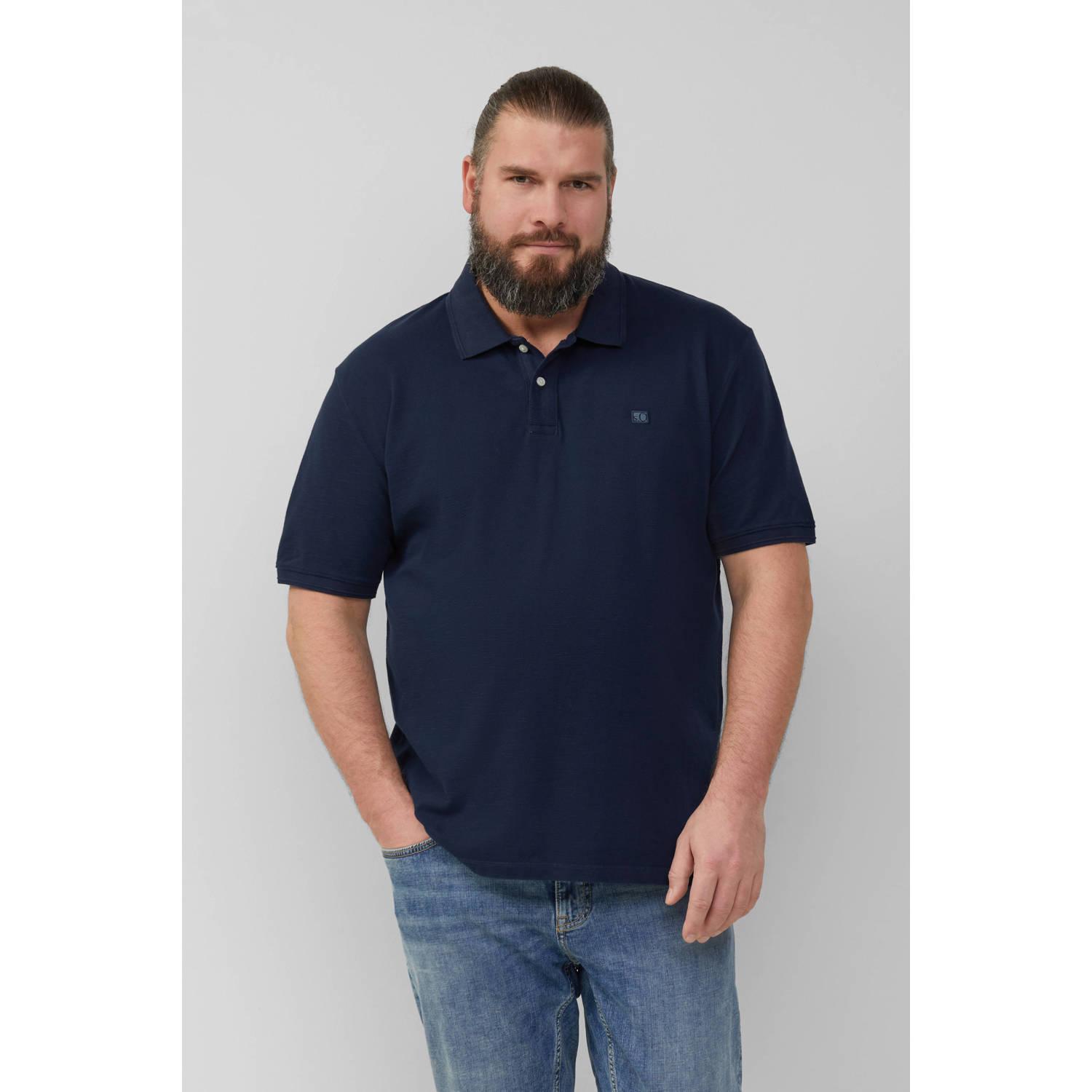 s.Oliver Big Size regular polo donkerblauw