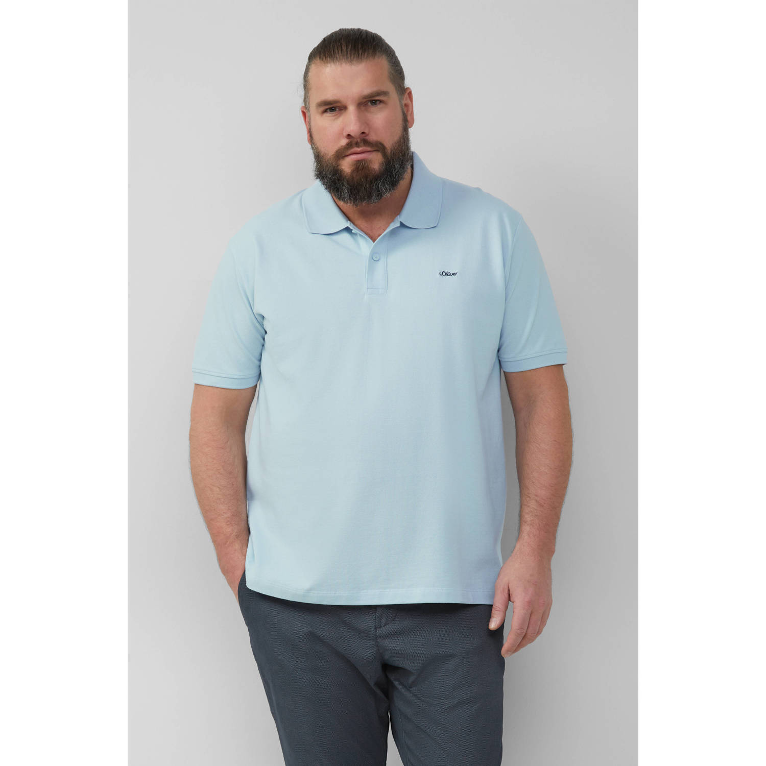 S.Oliver Big Size regular polo lichtblauw