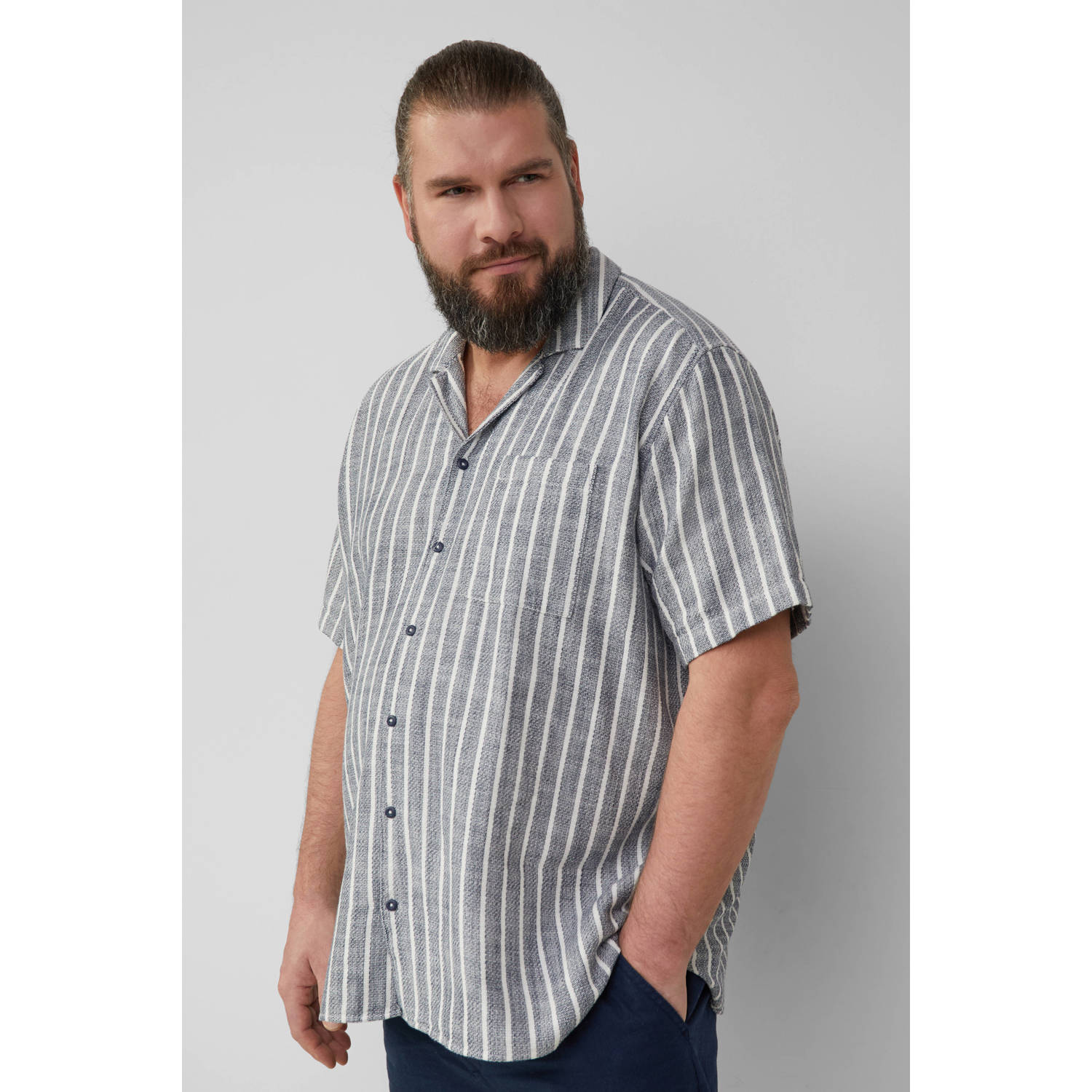 S.Oliver Big Size casual overhemd grijs
