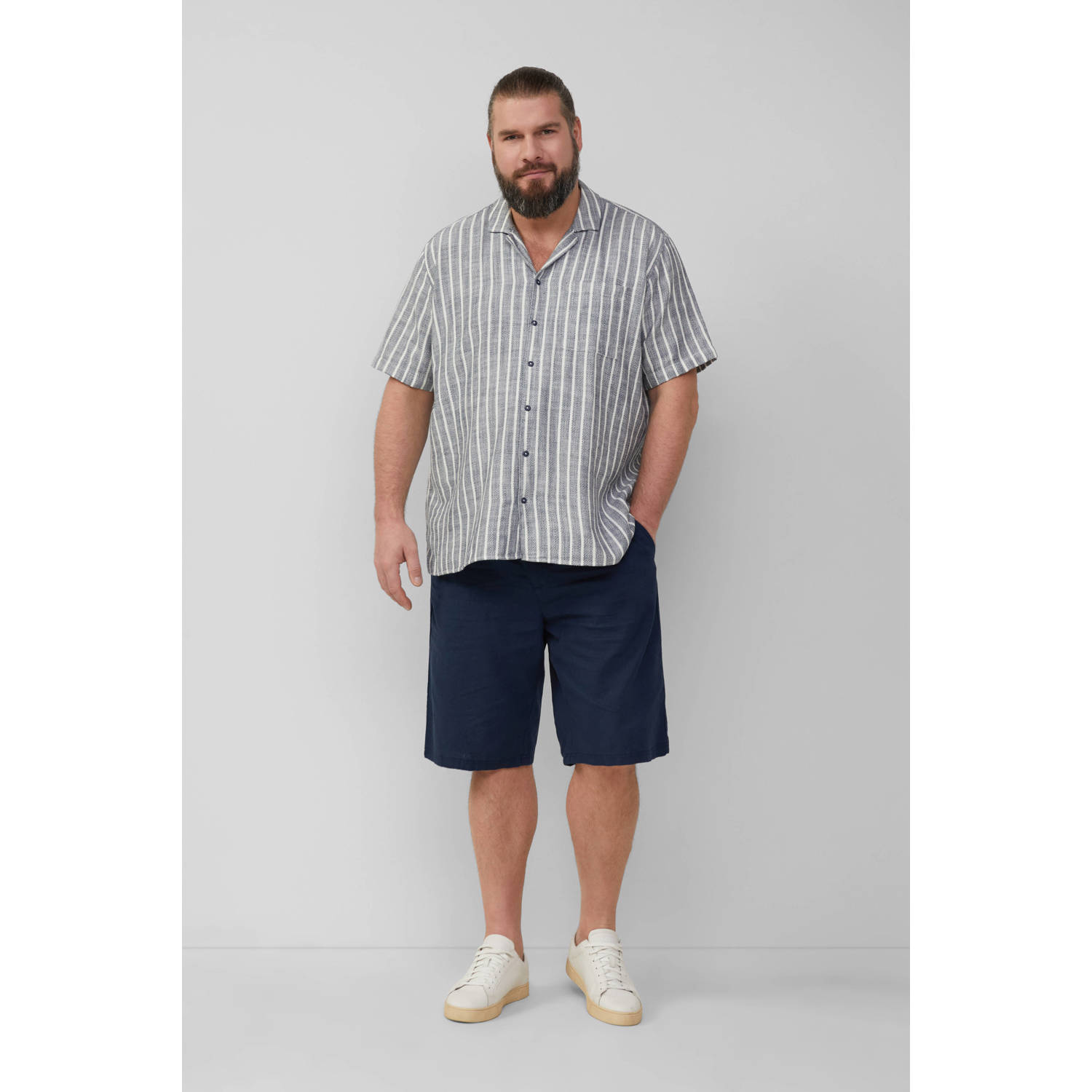 s.Oliver Big Size casual overhemd grijs