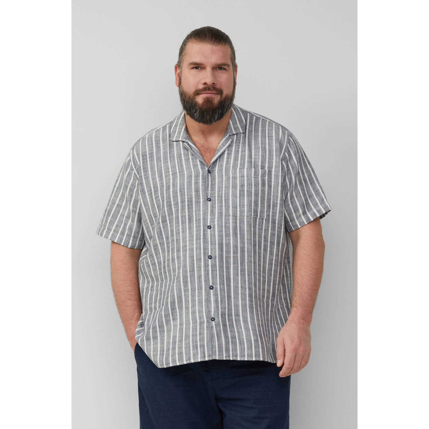 s.Oliver Big Size casual overhemd grijs