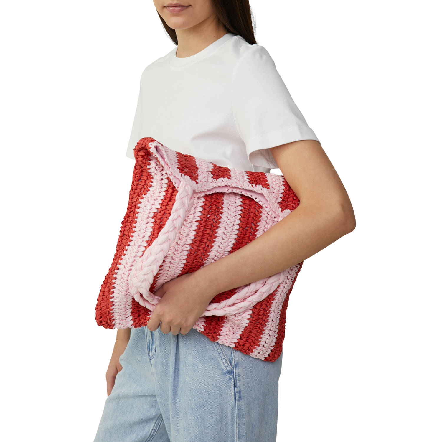 s.Oliver gestreepte shopper roze