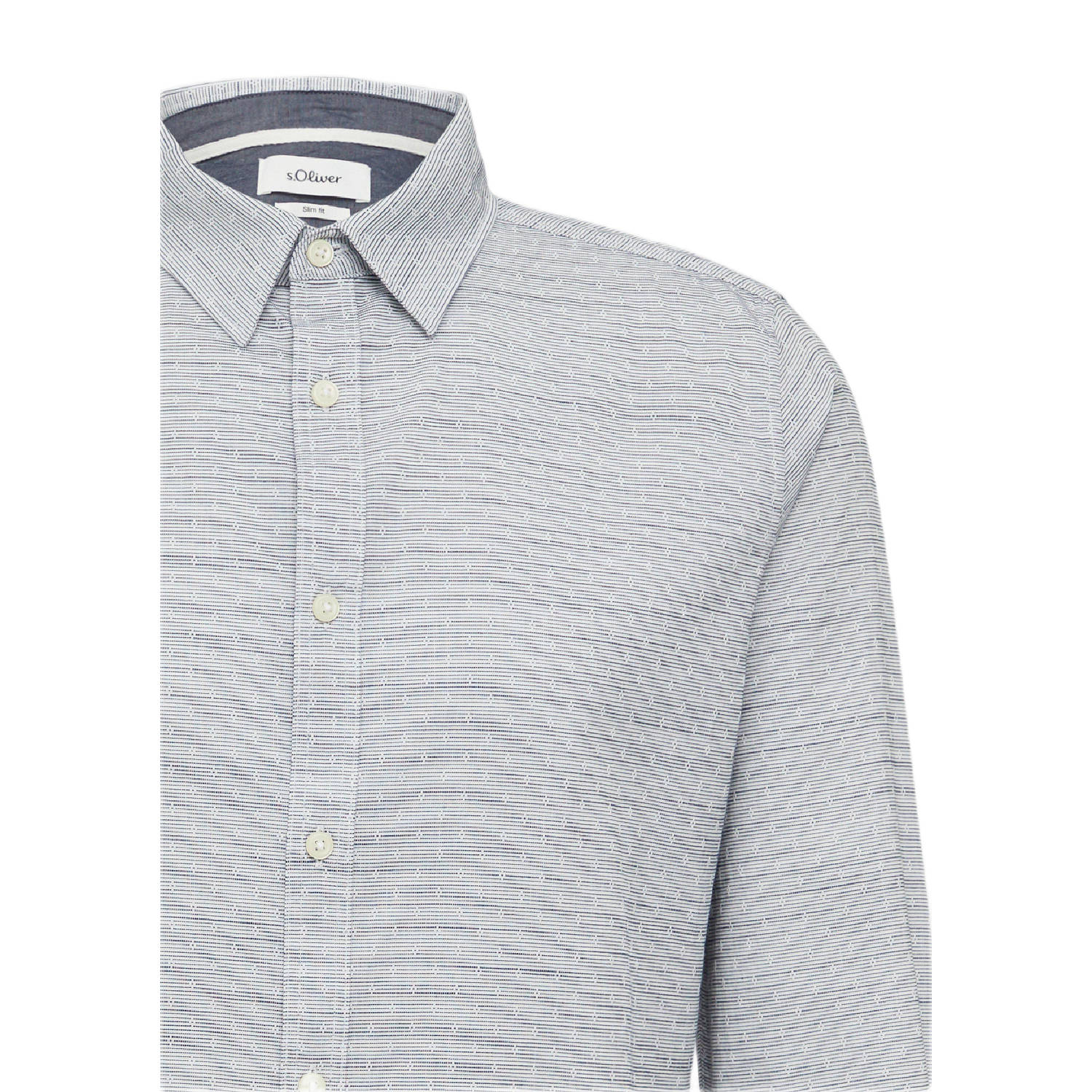 s.Oliver casual overhemd met textuur donkerblauw