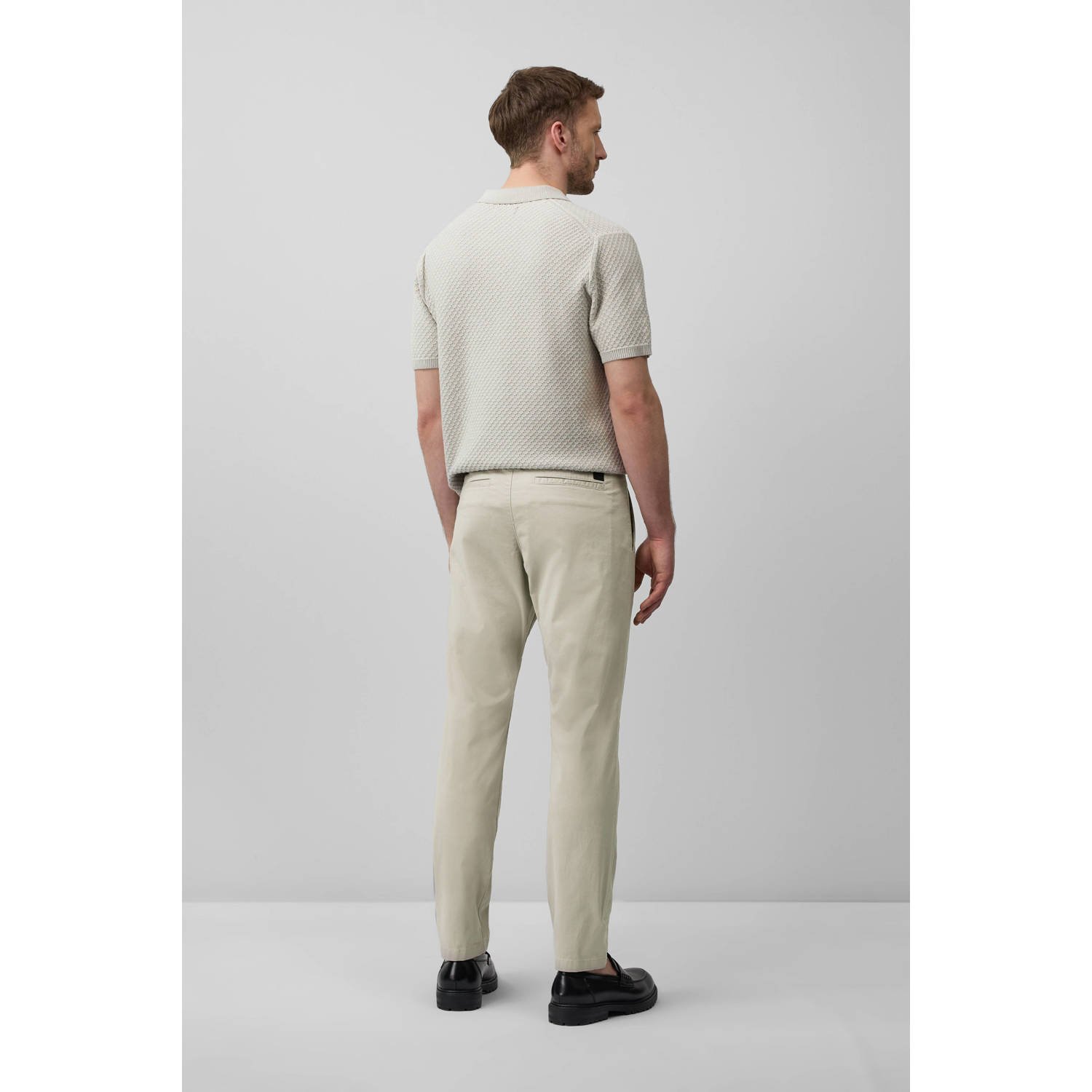 s.Oliver BLACK LABEL regular polo met ingebreid patroon ecru