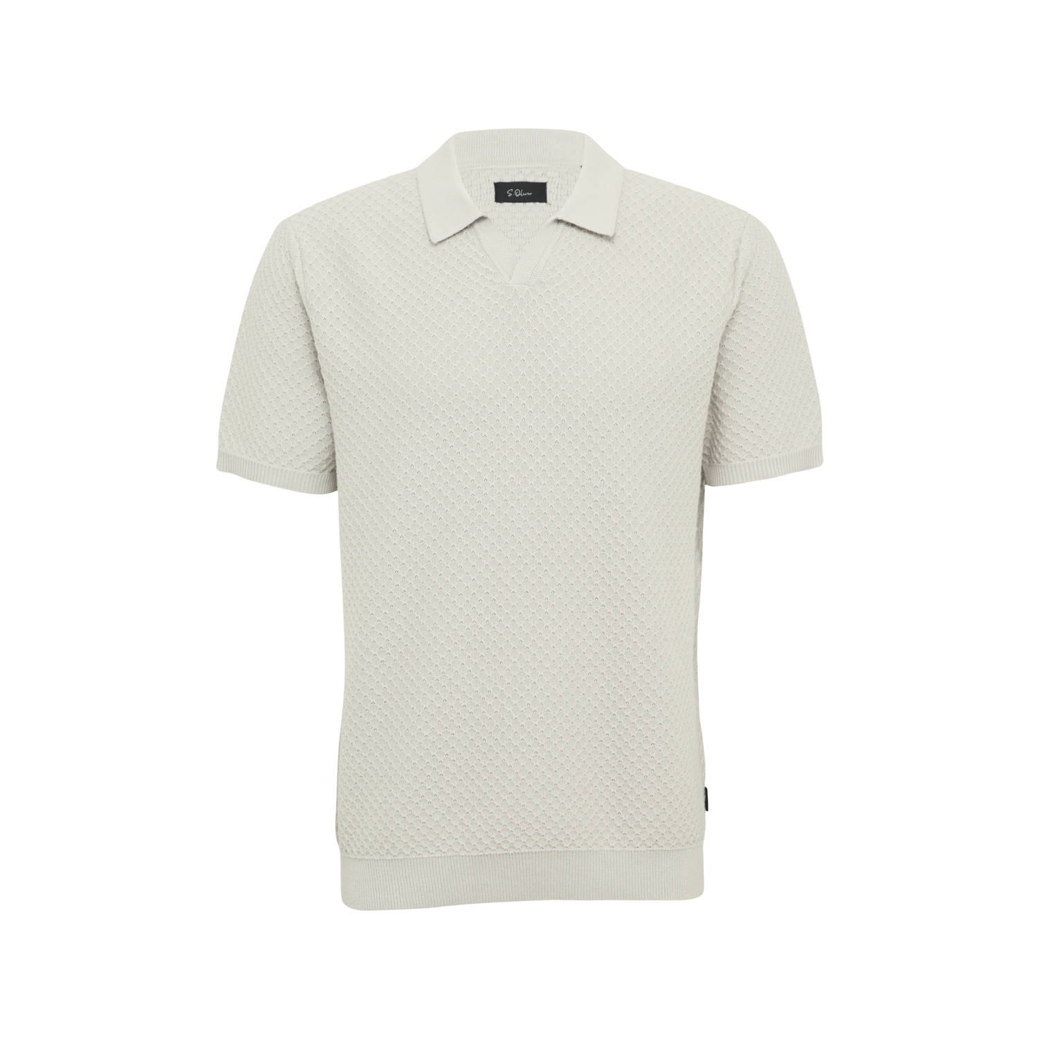 S.Oliver BLACK LABEL polo met ingebreid patroon beige