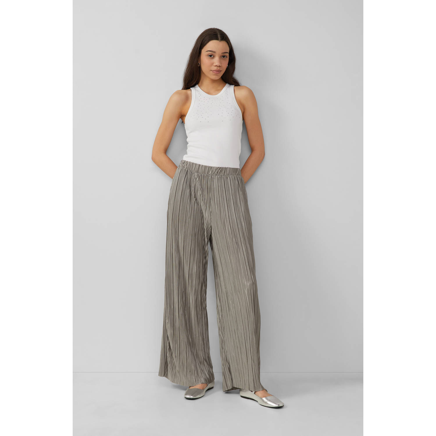 Q S by s.Oliver straight regular waist broek bruin