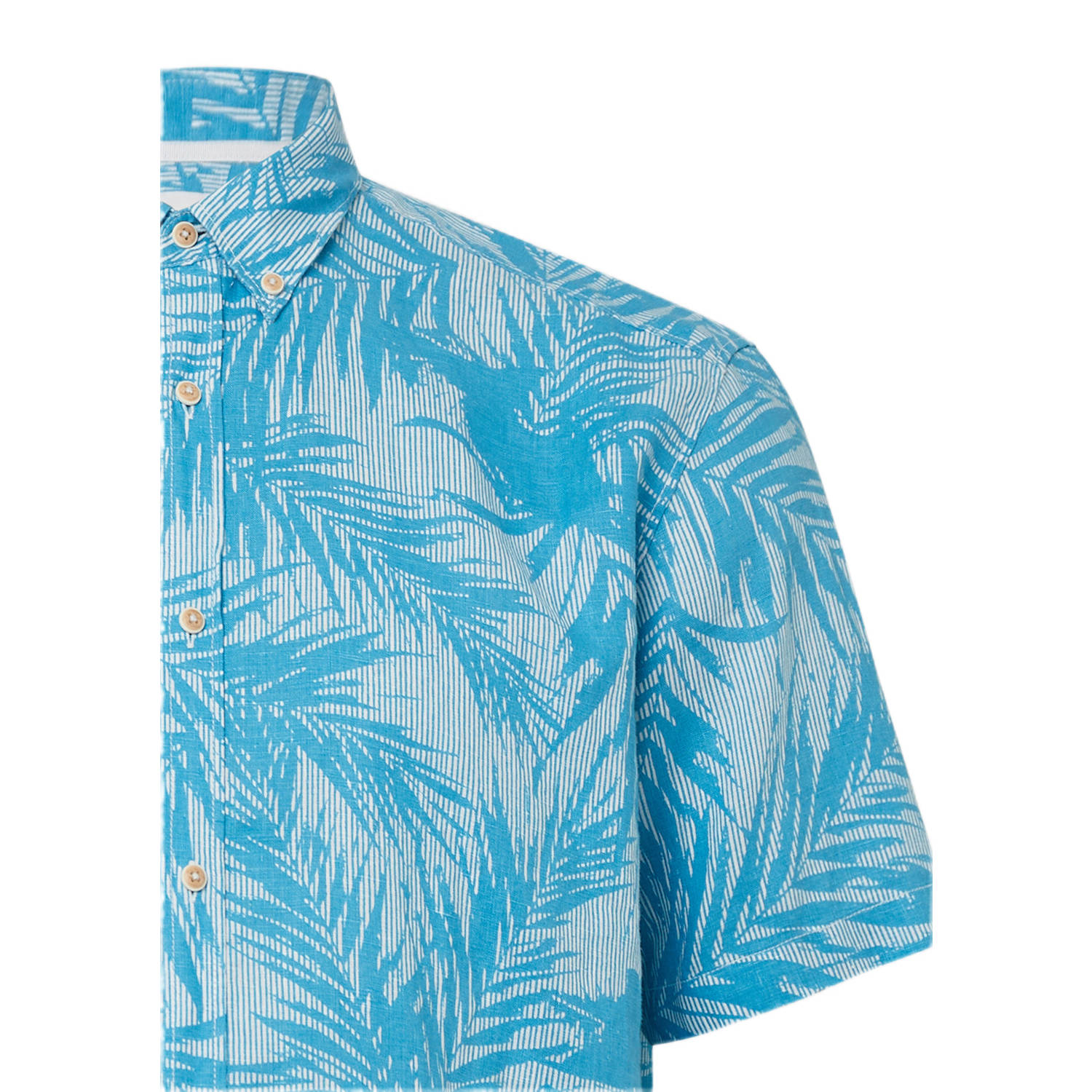 s.Oliver Big Size linnen casual overhemd blauw