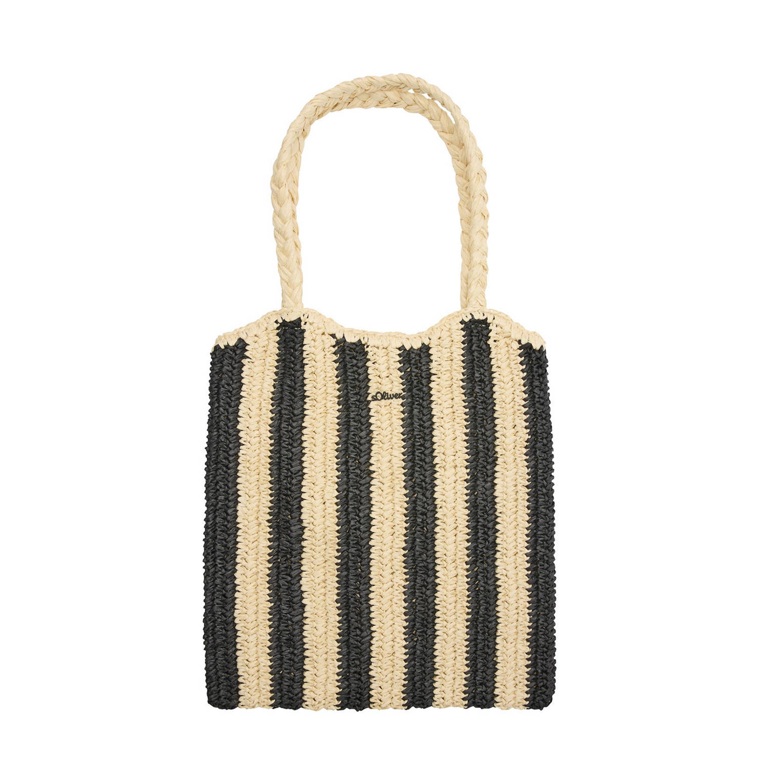 S.Oliver gestreepte shopper zwart
