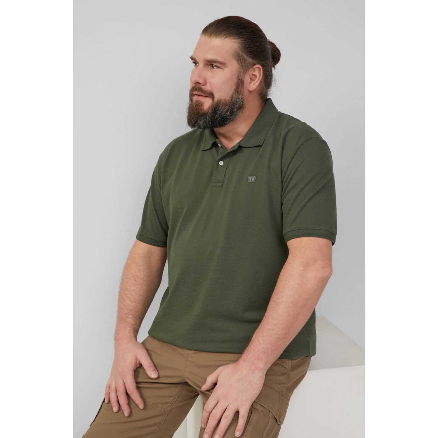 S.Oliver Big Size regular polo donkergroen