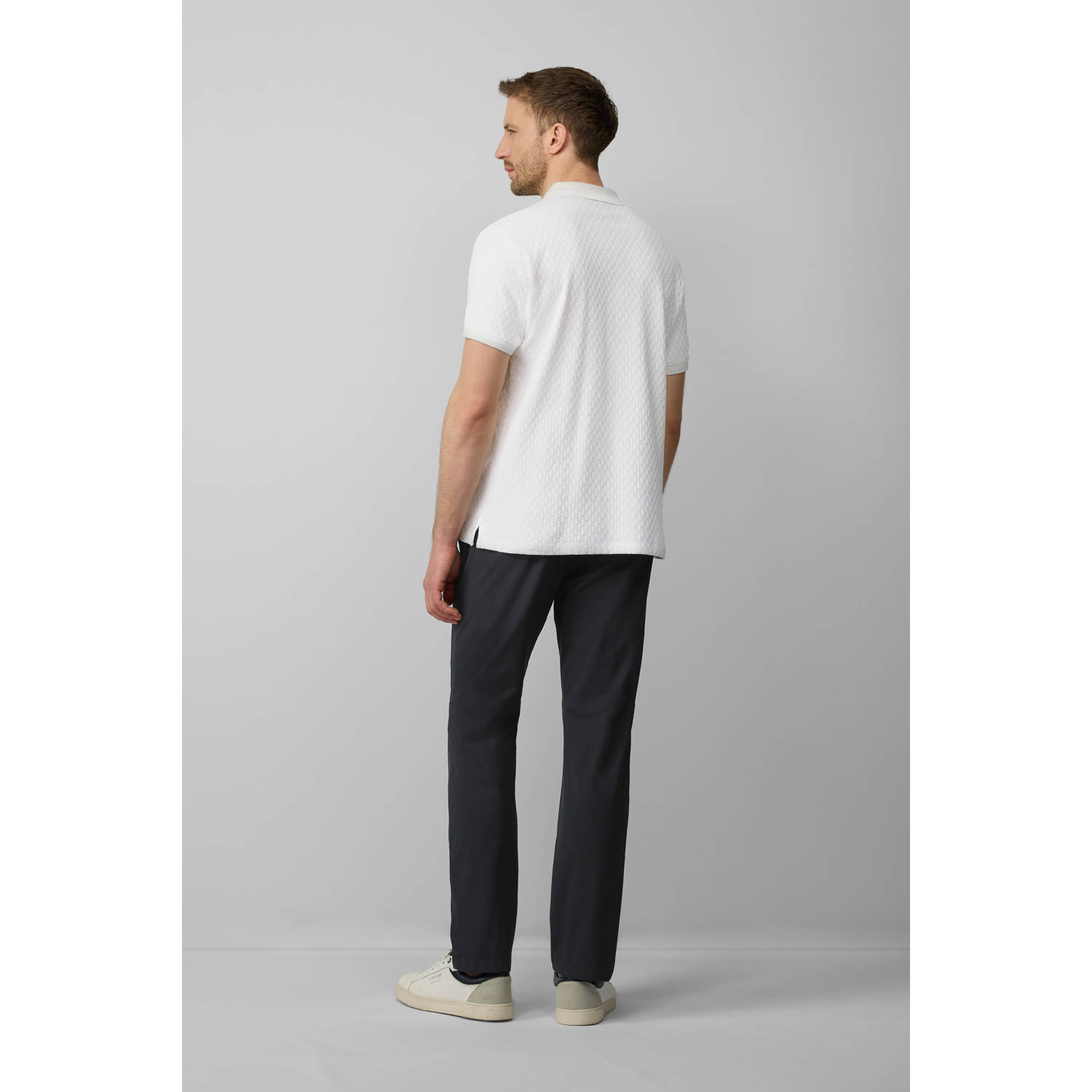 s.Oliver BLACK LABEL regular polo met ingebreid patroon wit