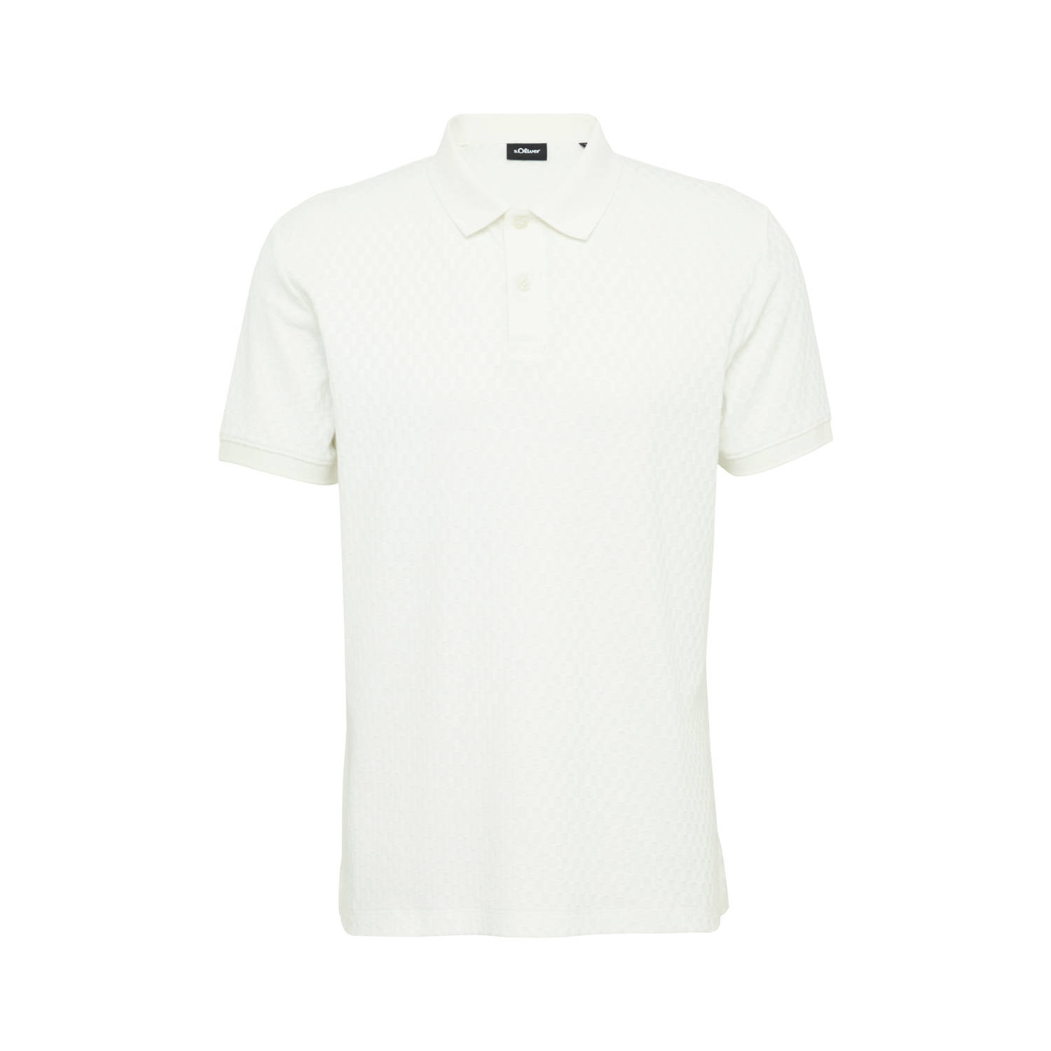 S.Oliver BLACK LABEL polo met ingebreid patroon wit
