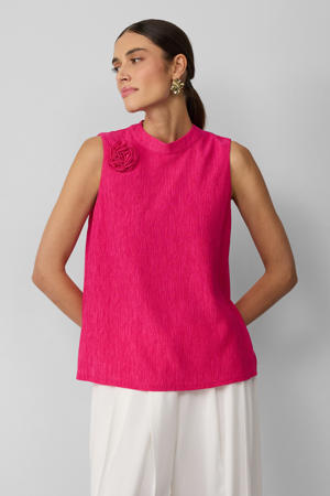 mouwloze top roze