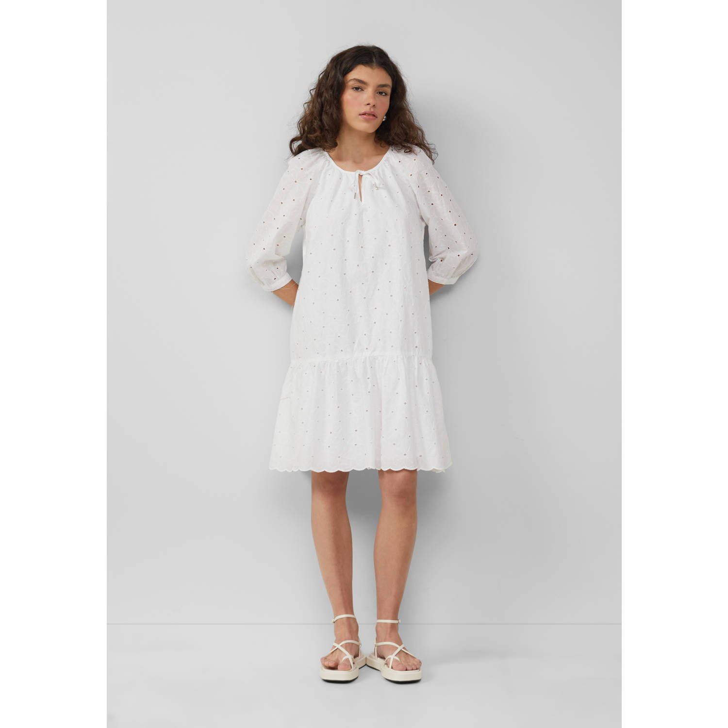 Q S by s.Oliver zomerjurk broderie wit