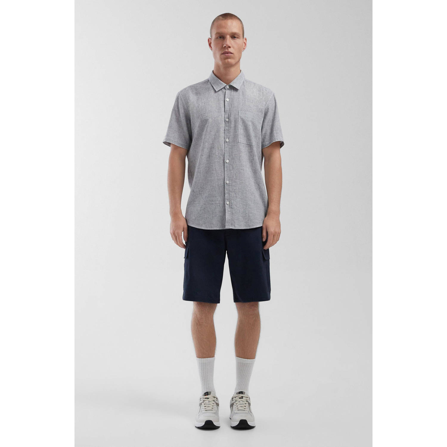 Q S by s.Oliver linnen casual overhemd grijs