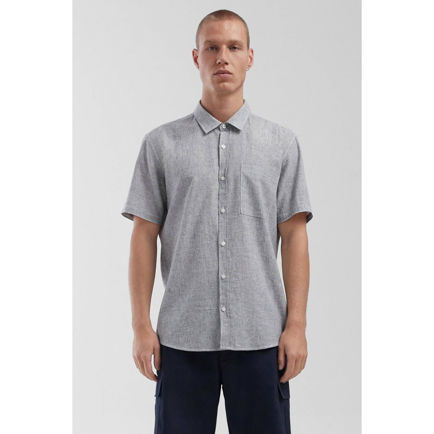 Q S by s.Oliver linnen casual overhemd grijs