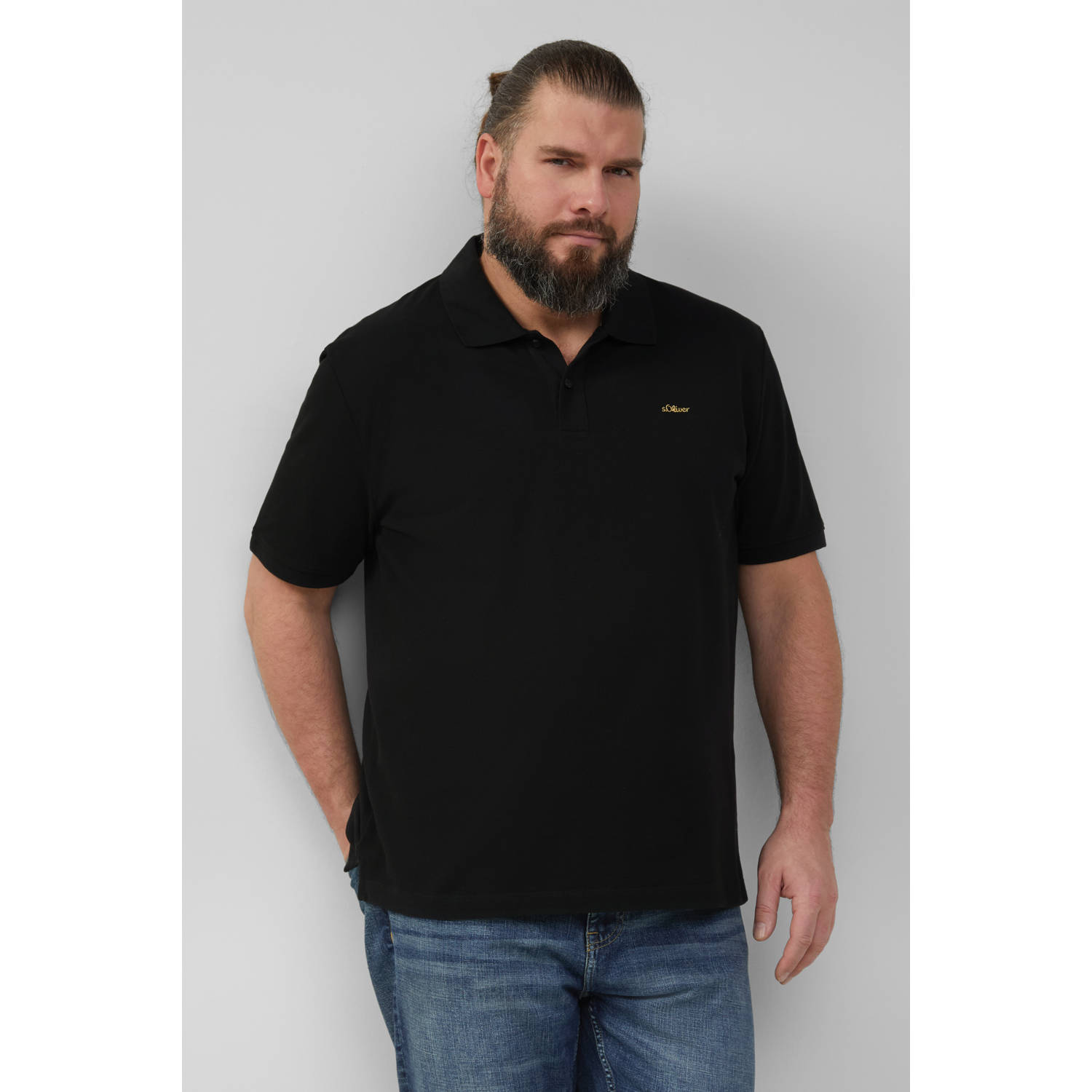 S.Oliver Big Size regular polo zwart