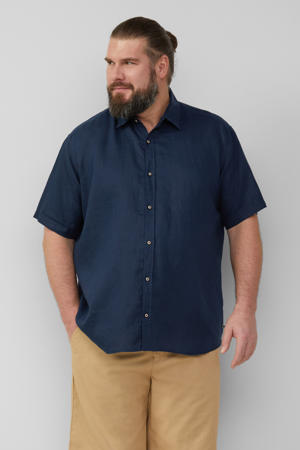 linnen casual overhemd donkerblauw