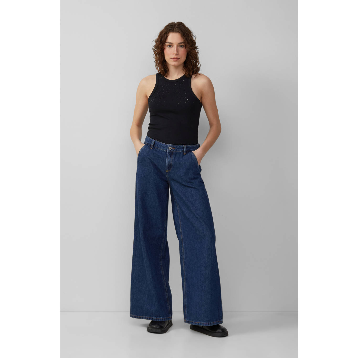 Q S by s.Oliver wide leg jeans dark blue denim