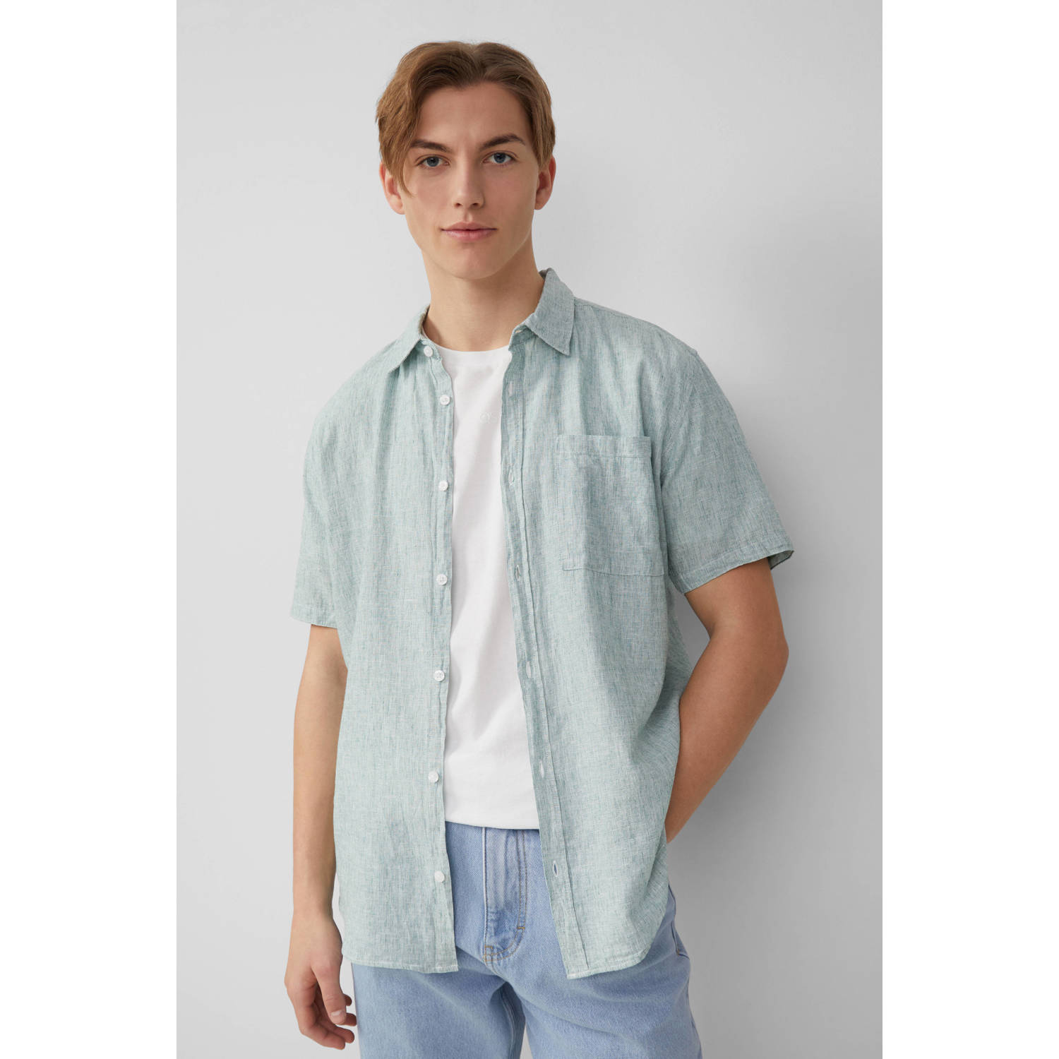 Q S by s.Oliver linnen casual overhemd groen