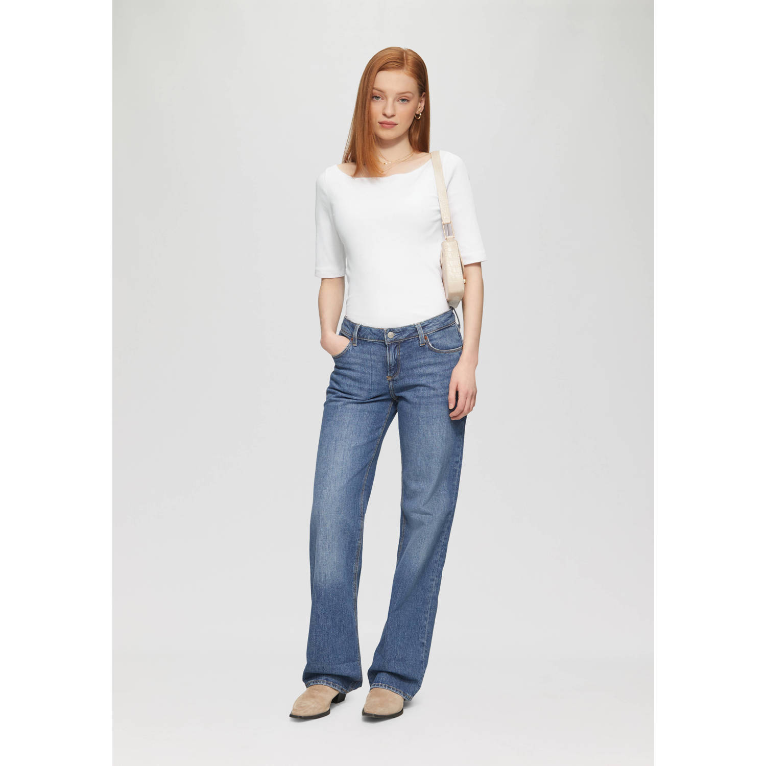 Q S by s.Oliver top wit rib gebreid