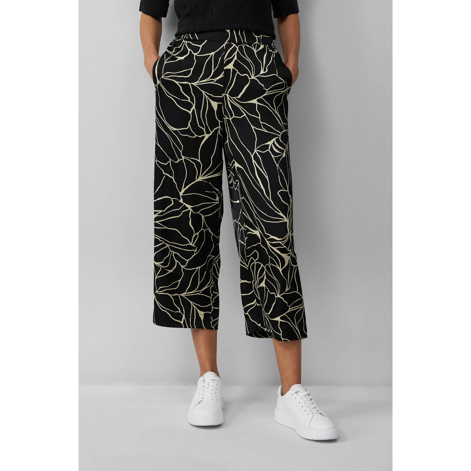 S.Oliver BLACK LABEL wide leg regular waist casual broek zwart