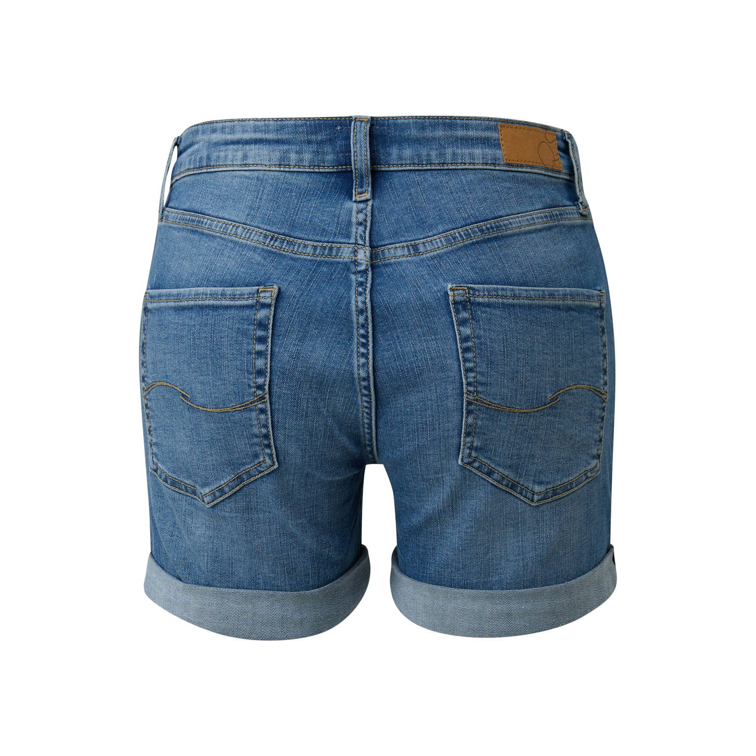 Q S by s.Oliver denim slim regular waist denim short dark blue denim