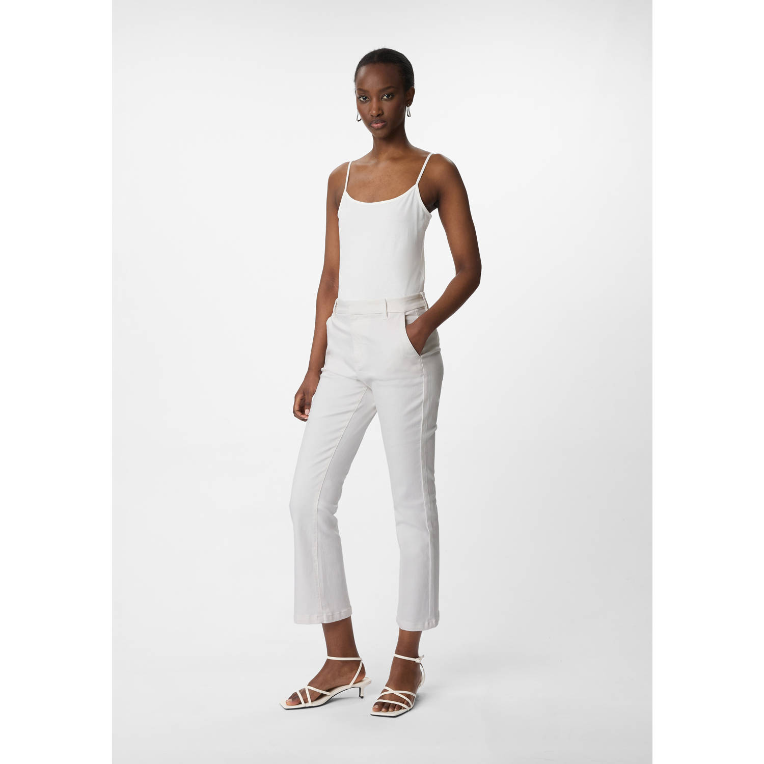 Comma flared regular waist casual broek wit