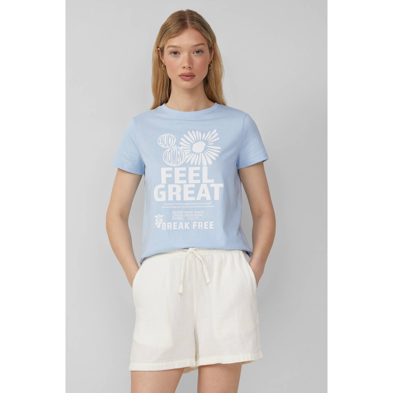 Q S by s.Oliver T-shirt lichtblauw