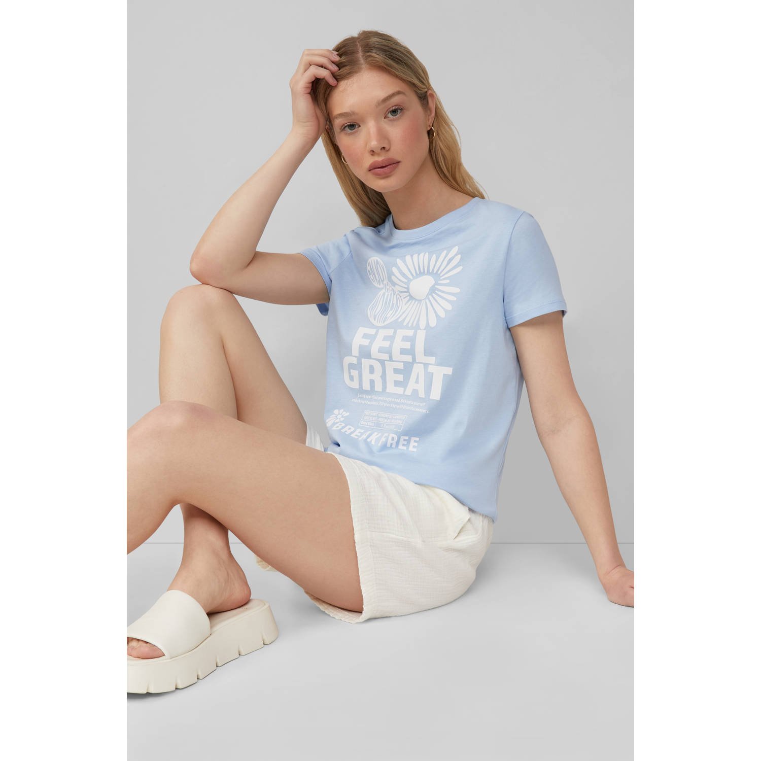 Q S by s.Oliver T-shirt lichtblauw