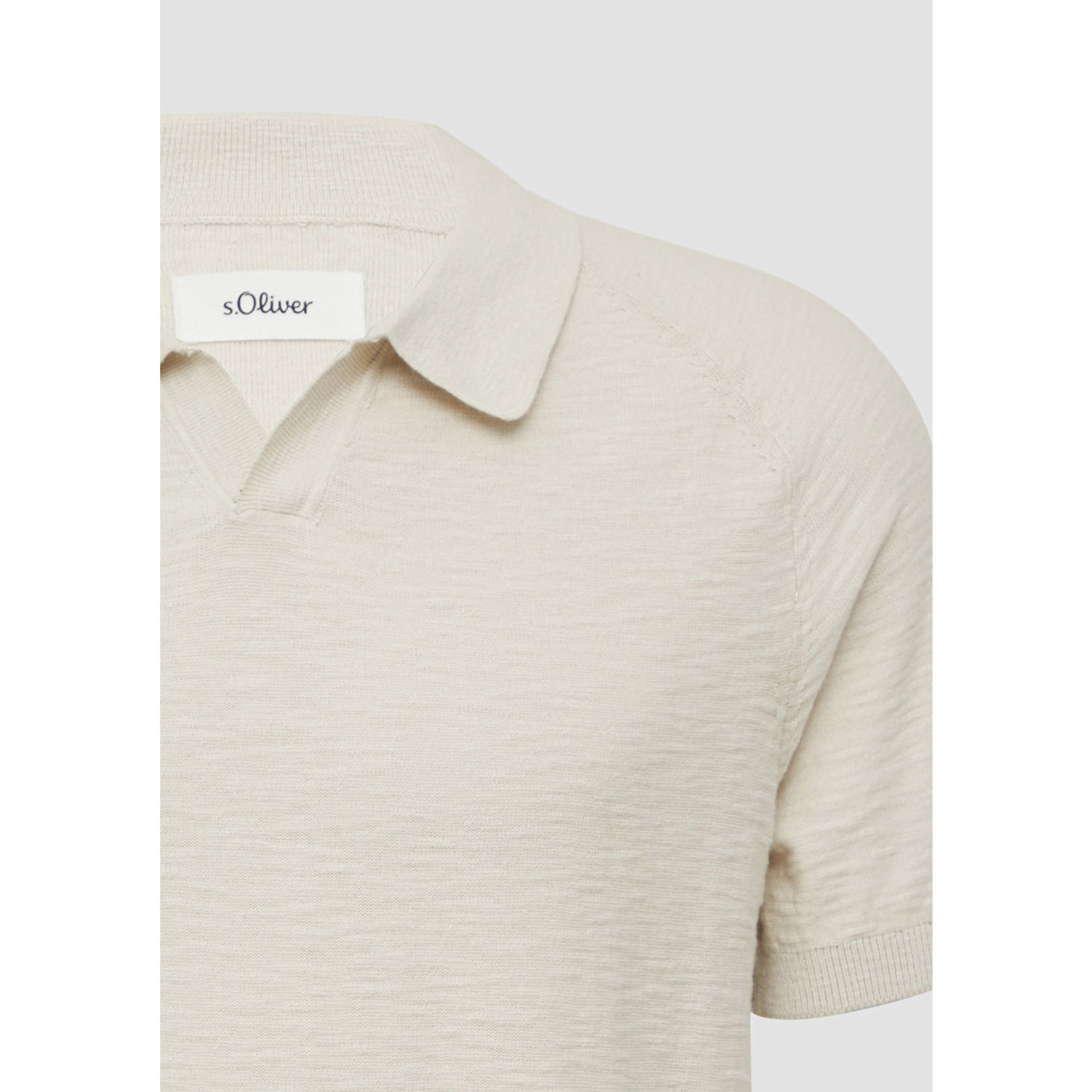 s.Oliver regular polo met ingebreid patroon ecru