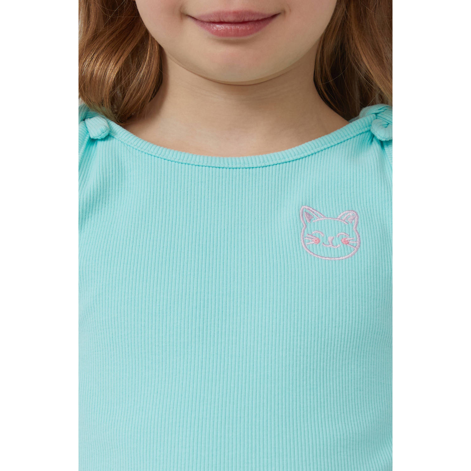 s.Oliver korte jurk rib gebreid turquoise