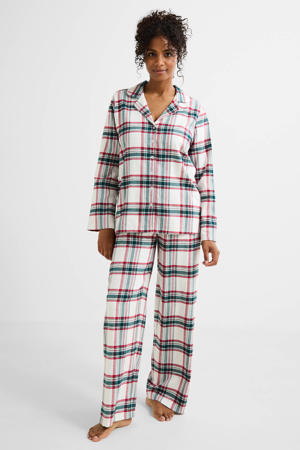 pyjama ecru/groen/rood