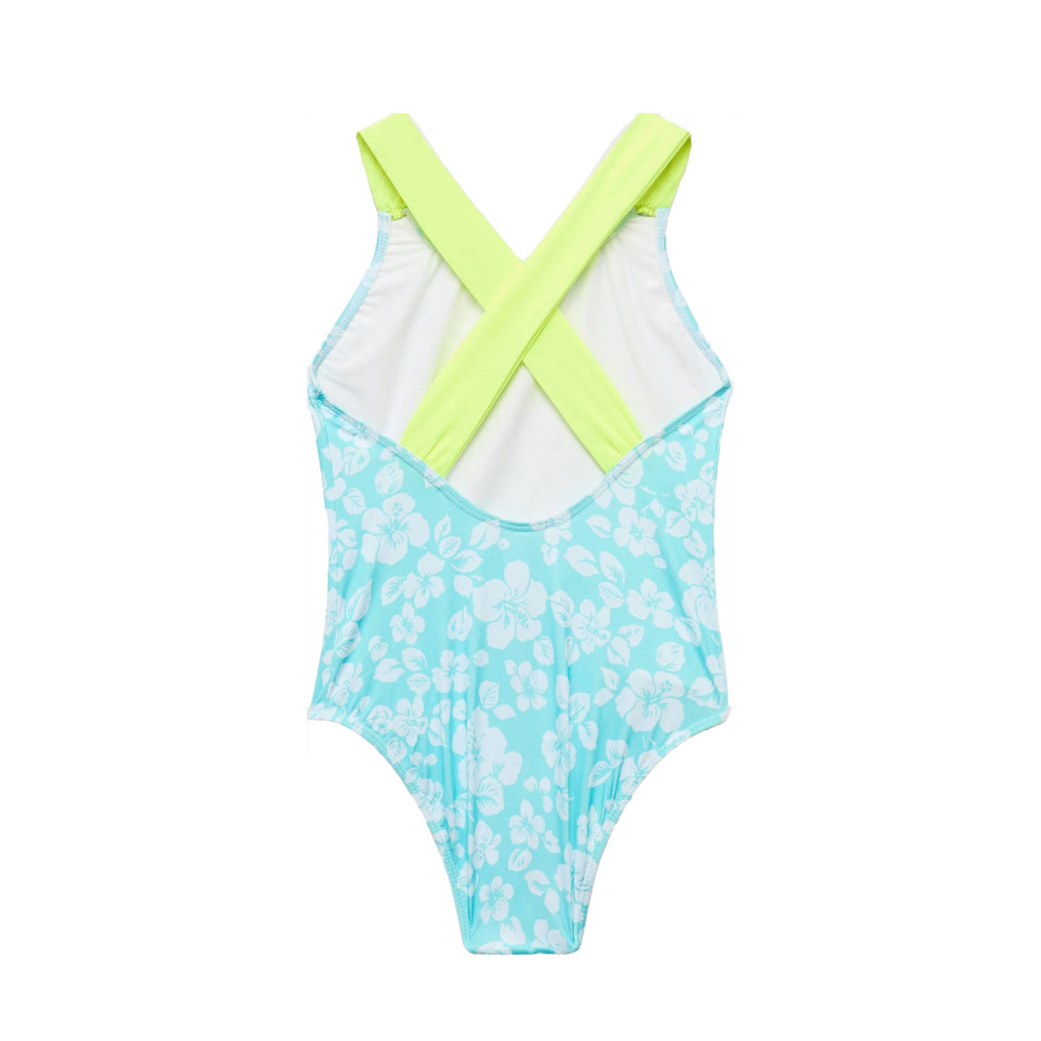 Mango Kids badpak lichtblauw neon groen