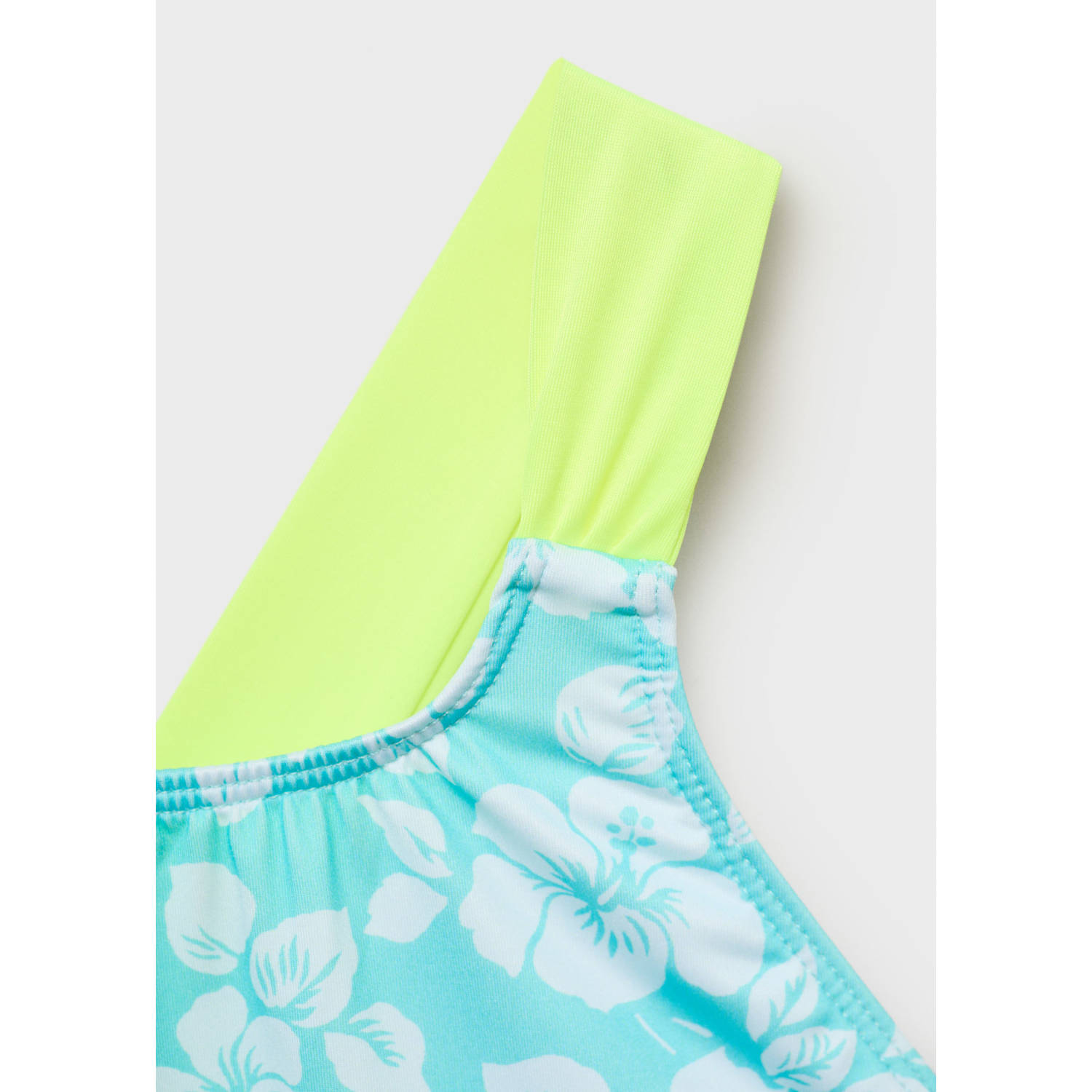 Mango Kids badpak lichtblauw neon groen