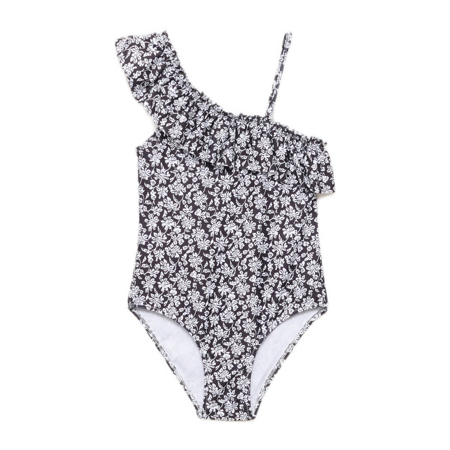 Mango Kids one schoulder badpak zwart wit