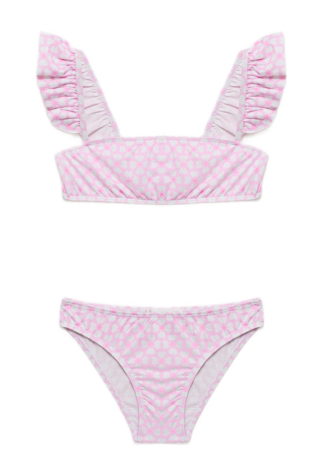 Mango Kids bikini lichtroze/wit