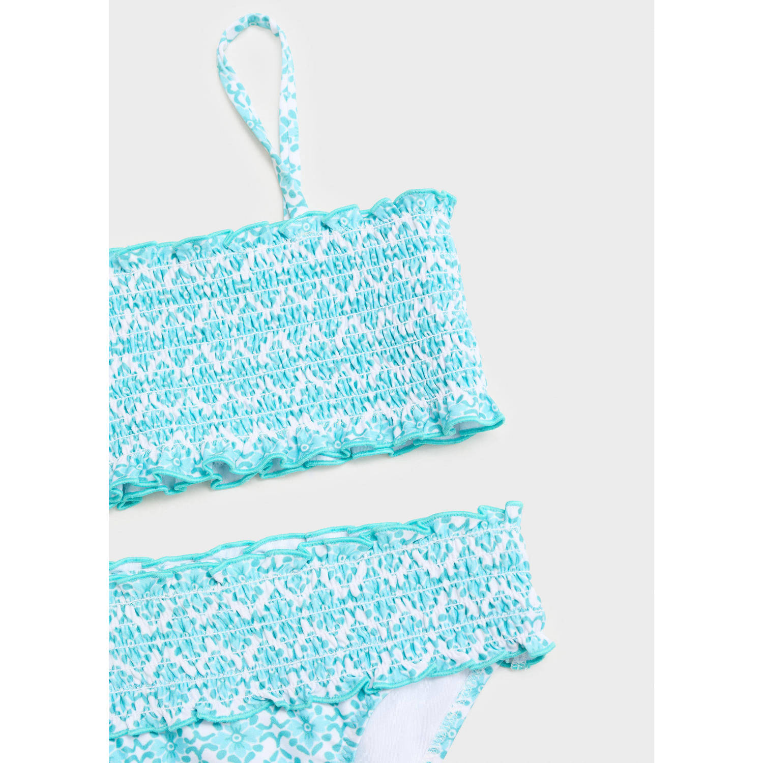 Mango Kids bandeau bikini lichtblauw wit