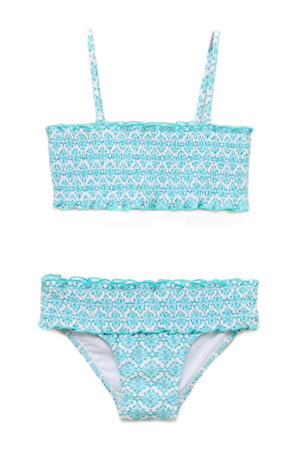 bandeau bikini lichtblauw/wit