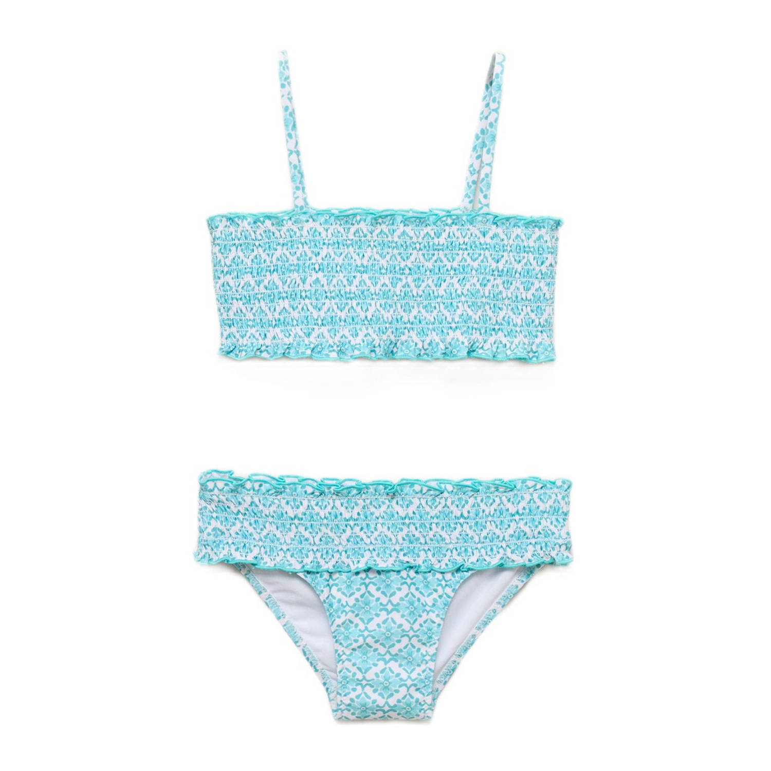 Mango Kids bandeau bikini lichtblauw wit