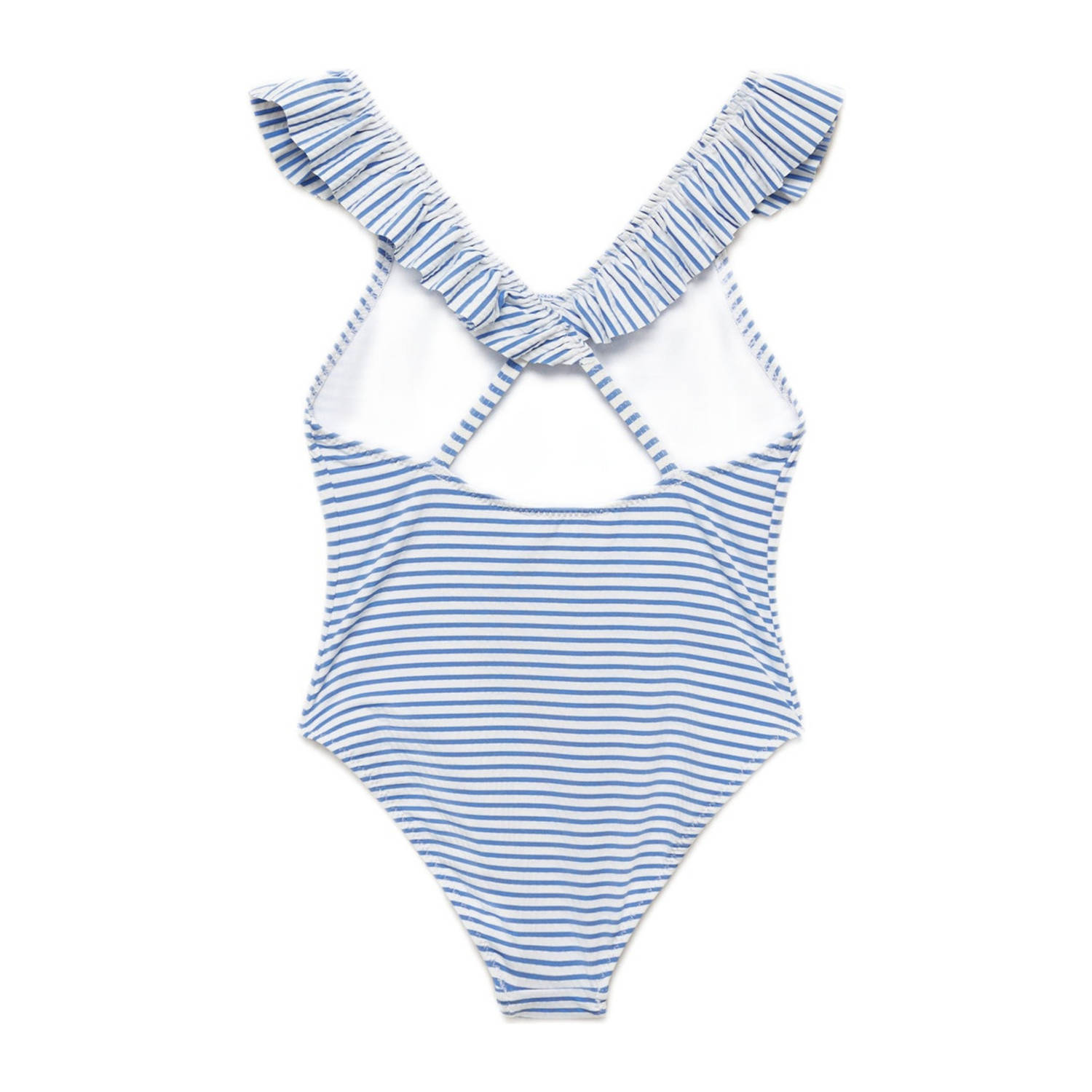 Mango Kids badpak met ruches blauw wit